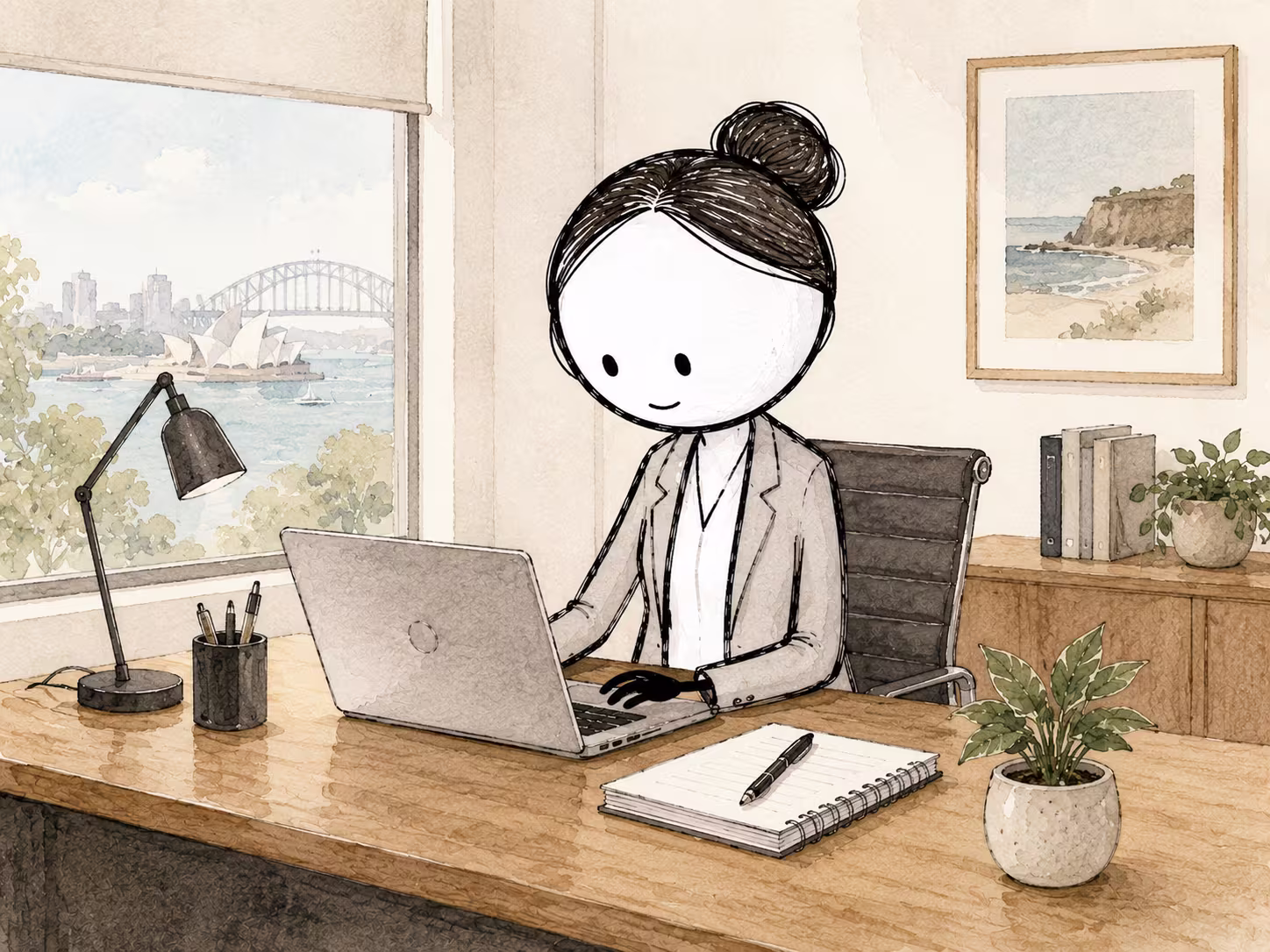 A worker at a home-office laptop, representing Australian employee righrepresenting ts